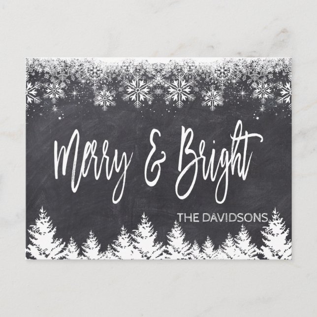Carte Postale Faire-part Typographie rustique de tableau noir « Merry and B (Devant)