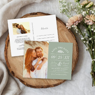 Carte Postale Faire-part Typographie rustique moderne Photo Enregistrez la