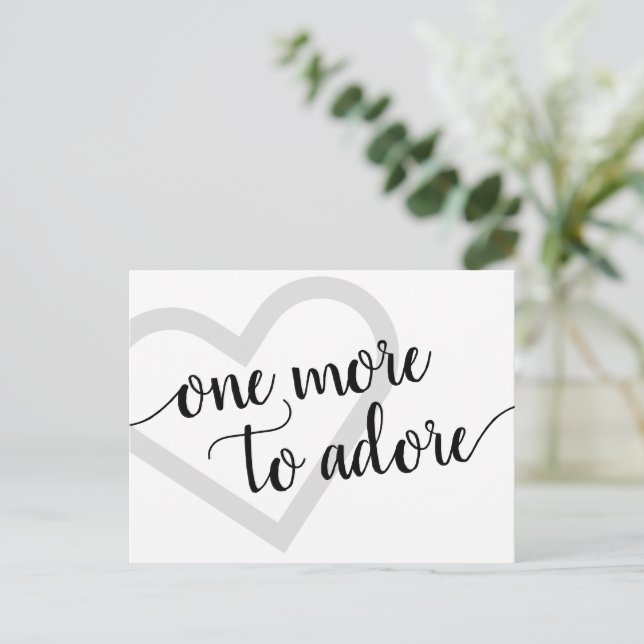 Carte Postale Faire-part Un de plus à adorer | Simple Cœur Noir Grossesse (Debout devant)