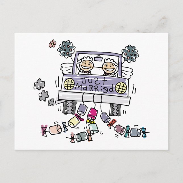 Carte Postale Faire-part Un Mariage lesbien vient de se marier (Devant)