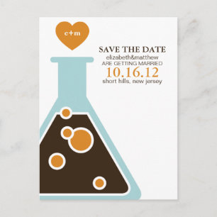 Carte Postale Faire-part Un mariage parfait pour la chimie Sauvez la date
