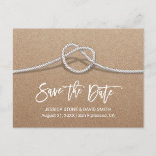 Carte Postale Faire-part Un Mariage rustique noue Knot Kraft Sauvez la date