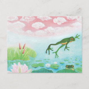Carte Postale Faire-part Une Grenouille S'Enfonce Dans L'Étang Illustration