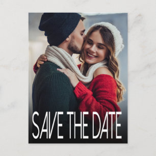 Carte Postale Faire-part Une photo moderne Enregistrer la date verticale