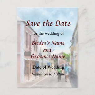 Carte Postale Faire-part Une rue à St. George Bermudes Enregistrez la date