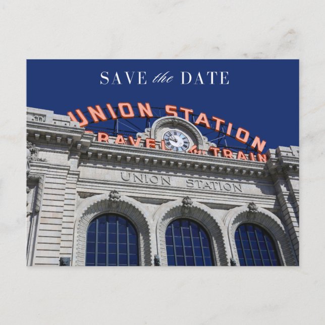 Carte Postale Faire-part Union Station Chicago Mariage Enregistrer la date (Devant)