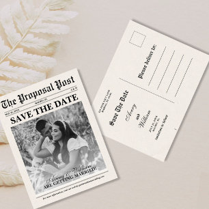 Carte Postale Faire-part Unique Funny Newspaper Wedding Enregistrer La Date