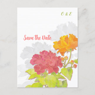 Carte Postale Faire-part Unique Peony Wedding Enregistrer la date
