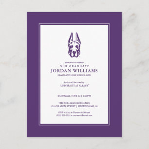 Carte Postale Faire-part Université d'Albany Chef de la mascotte Great Dane