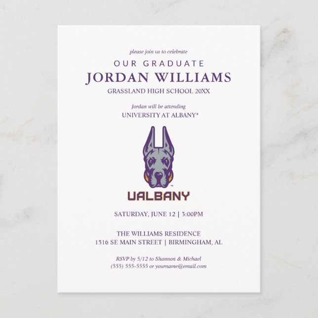 Carte Postale Faire-part Université d'Albany Great Danes (Devant)