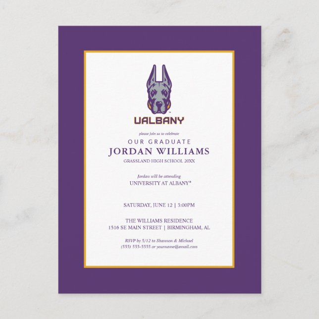 Carte Postale Faire-part Université d'Albany Great Danes (Devant)