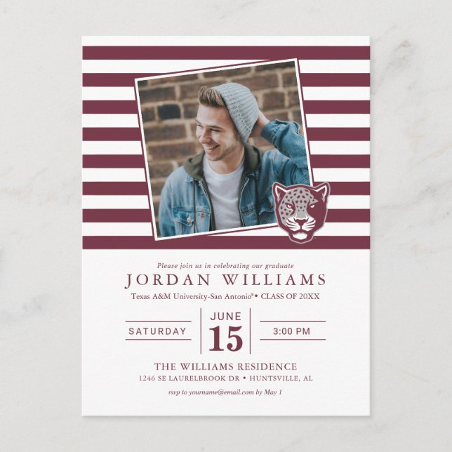 Carte Postale Faire-part Université Texas A&M de San Antonio | Jaguars (Devant)