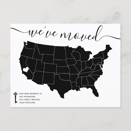 Carte Postale Faire Part Usa Map Mignon Coeur Noir Blanc Qui Bouge Zazzle Fr