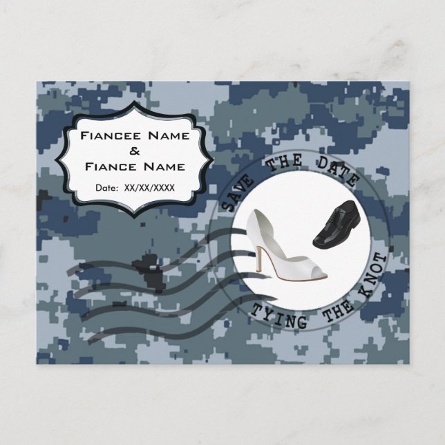 Carte Postale Faire-part USN Navy Date à retenir & Chaussures (Devant)