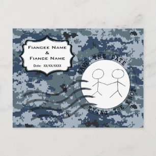 Carte Postale Faire-part USN Navy Date à retenir & Couple