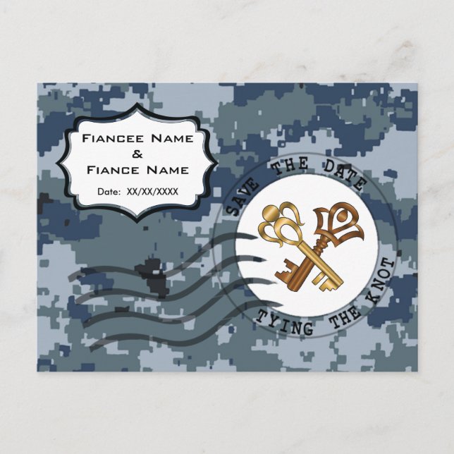 Carte Postale Faire-part USN Navy Date à retenir et clés (Devant)