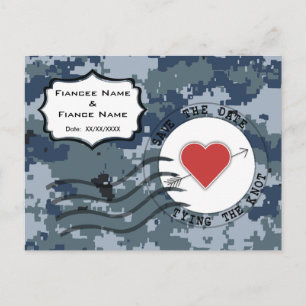 Carte Postale Faire-part USN Navy Date à retenir et Cœur