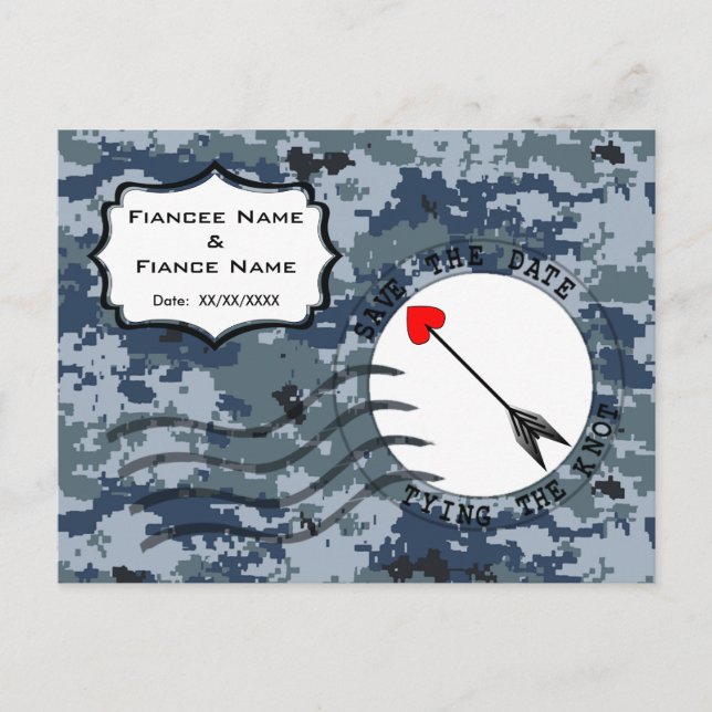 Carte Postale Faire-part USN Navy Épargnez la date & Flèche (Devant)