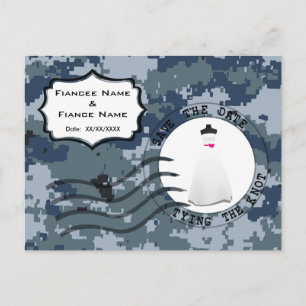 Carte Postale Faire-part USN Navy Save the Date & Robe de Mariée