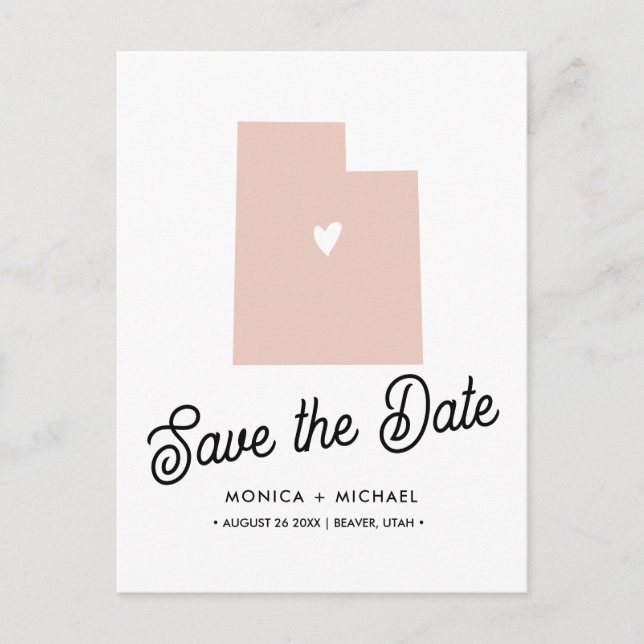 Carte Postale Faire-part UTAH State Destination Mariage N'IMPORTE QUELLE CO (Devant)