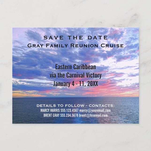 Carte Postale Faire-part Vacances Reunion Famille | Save the date (Devant)