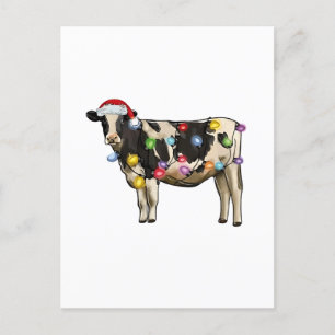 Carte Postale Faire-part Vache drôle Ferme Élevage de bétail Noël Amateurs