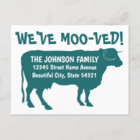 Vache drôle qui déménage Nouvelle adresse Nous avo