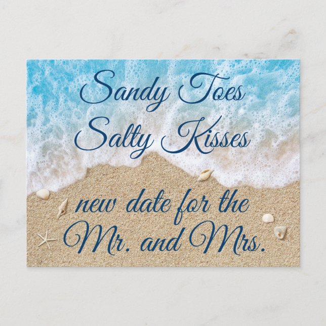 Carte Postale Faire-part Vagues bleues de la plage changent la date (Devant)