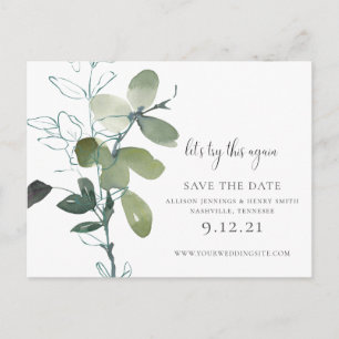 Carte Postale Faire-part Verdure Changer la date Mariage Eucalyptus