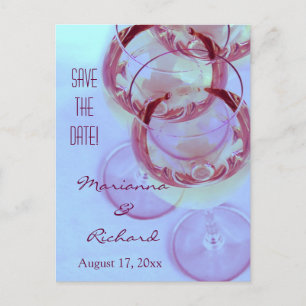 Carte Postale Faire-part verres à vin avec vin rouge