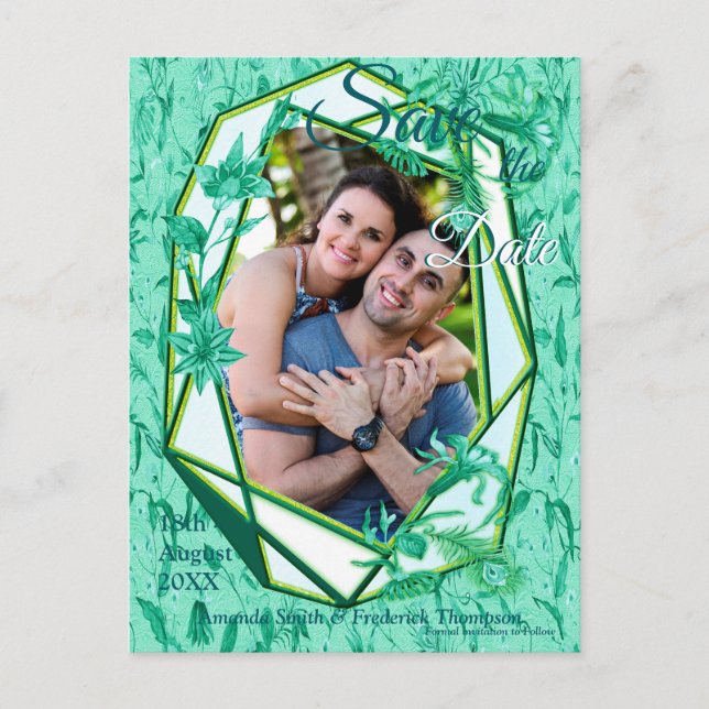 Carte Postale Faire-part Vert émeraude sur support de texture sculptée (Devant)