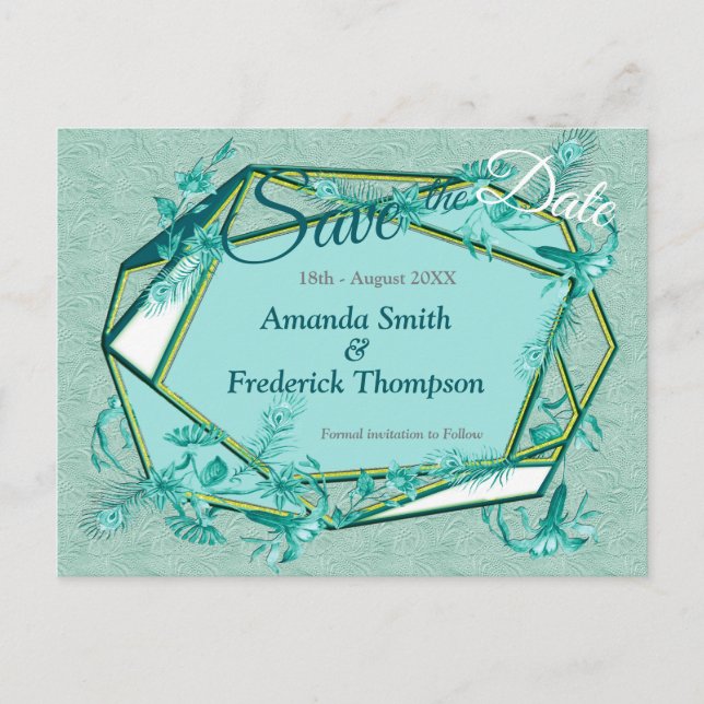 Carte Postale Faire-part Vert émeraude sur un fond texturé sculpté (Devant)