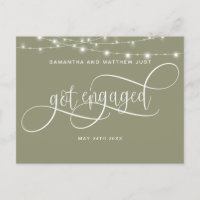 Vert sauge, guirlandes lumineuses, fiançailles, en