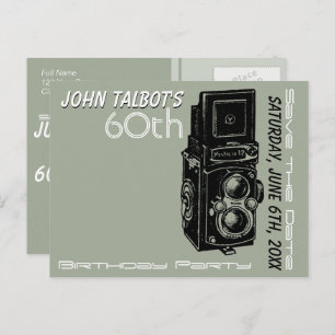 Carte Postale Faire-part Vieux appareil photo 60e anniversaire fête Enregis