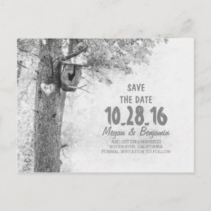 Carte Postale Faire-part Vieux arbre rustique noir & blanc enregistrer la d