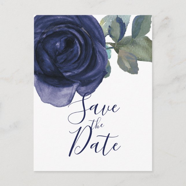 Carte Postale Faire-part Vif Indigo Violet Bleu Vibrant Enregistrez la Date (Devant)