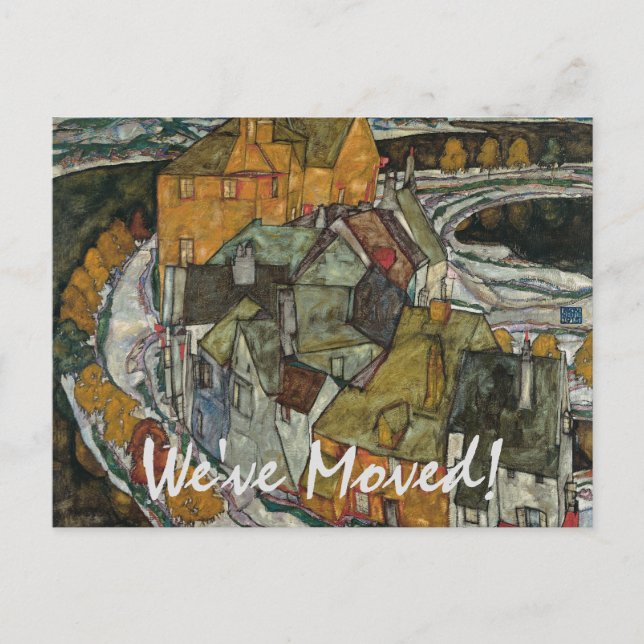 Carte Postale Faire-part Ville de l'île par Egon Schiele, Changement d'adre (Devant)