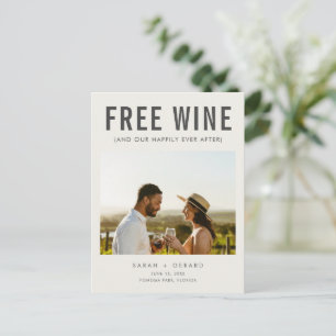 Carte Postale Faire-part Vin gratuit (et notre bonheur éternel) Mariage