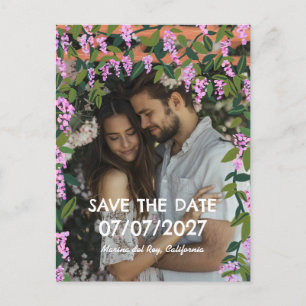 Carte Postale Faire-part Vins de la Wisteria Floral Custom Photo Mariage