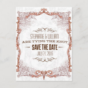 Carte Postale Faire-part Vintage Cadre Floral Enregistrer La Date