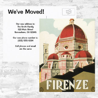 Carte Postale Faire-part Vintage Change of Address Florence Italy Cathedral