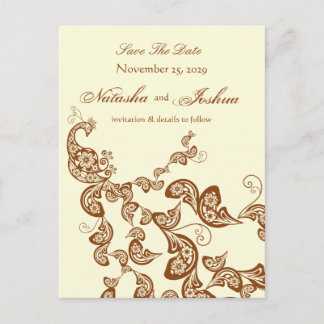 Carte Postale Faire-part Vintage Chic Élégant Peacock Floral Enregistrer La