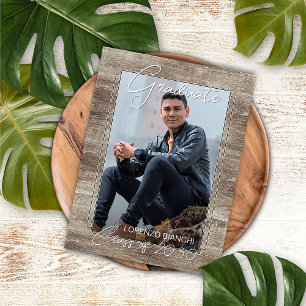 Carte Postale Faire-part vintage de Graduation Rustique