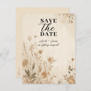 Carte Postale Faire-part Vintage Delicate Floral Botanical Mariage Boho