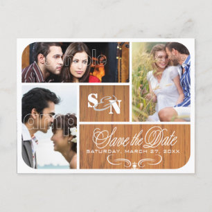 Carte Postale Faire-part Vintage enregistrer la photo Date