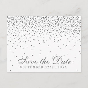 Carte Postale Faire-part Vintage Glam Silver Confetti Enregistrer La Date