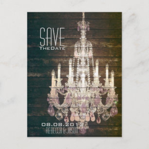 Carte Postale Faire-part Vintage Grange Chandelier en Bois Mariage Enregist