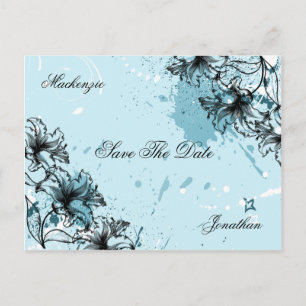 Carte Postale Faire-part Vintage Grunge Turquoise Black Enregistrer la date