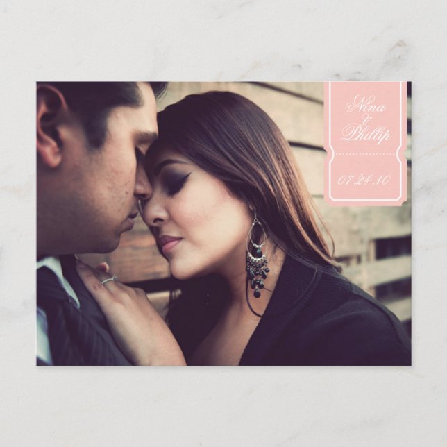 Carte Postale Faire-part vintage inspiré enregistrer la date (Devant)