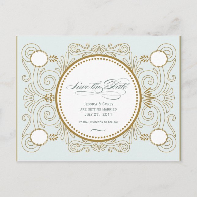 Carte Postale Faire-part vintage inspiré enregistrer la date (Devant)